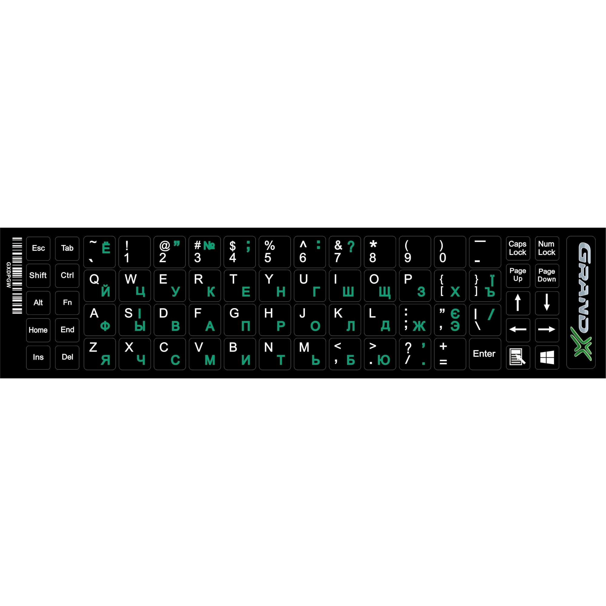 Grand-X 68 keys Cyrillic green, Latin white (GXDPGW) - зображення 1