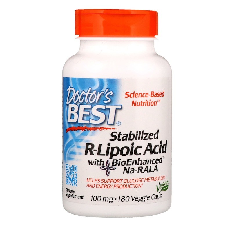 Doctor's Best Stabilized R-Lipoic Acid with BioEnhanced Na-RALA 100 mg 180 caps - зображення 1