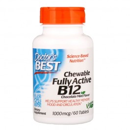   Doctor's Best Chewable Fully Active B12 1000 mkg 60 tabs Chocolate Mint