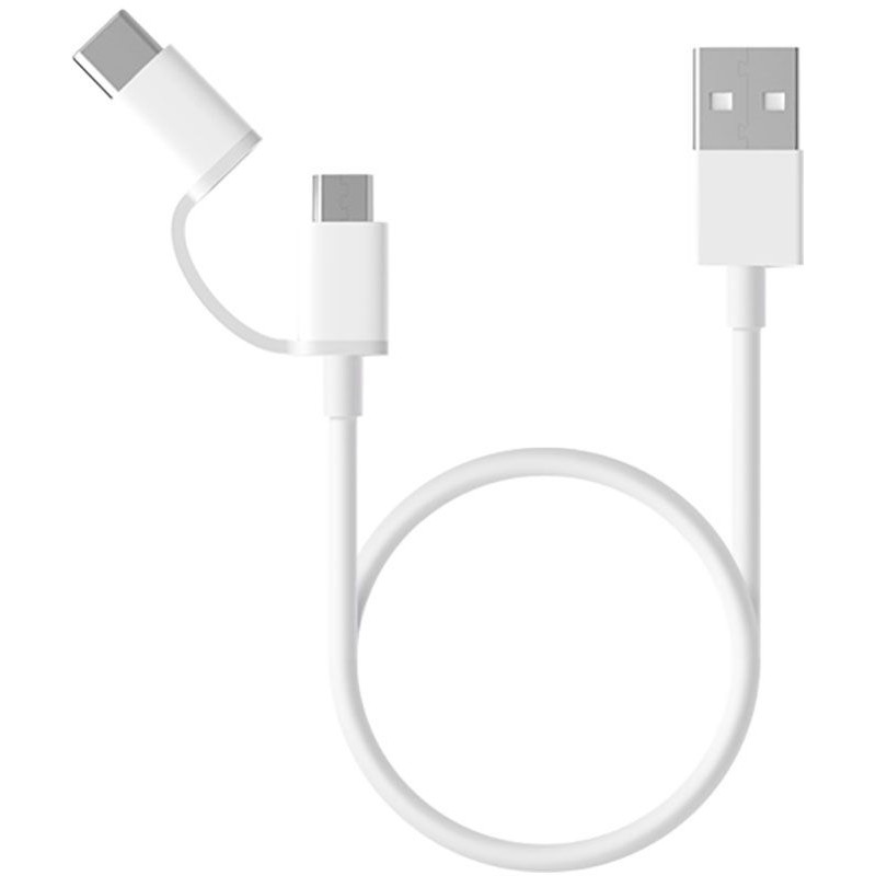 Xiaomi USB cable 2 in 1 Micro USB + Type-C 1m White - зображення 1