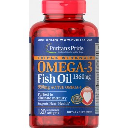 Puritan's Pride Triple Strength Omega-3 Fish Oil 1360 mg 120 caps