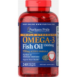   Puritan's Pride Triple Strength Omega-3 Fish Oil 1360 mg 240 caps