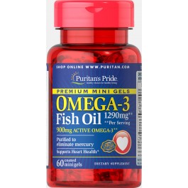 Puritan's Pride Omega-3 Fish Oil 1290 mg Mini Gels 60 caps