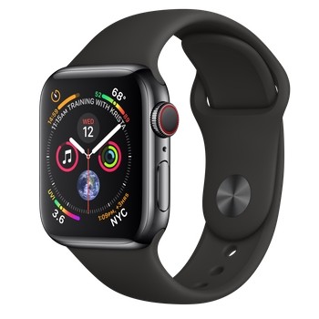 Apple Watch Series 4 GPS + LTE 40mm Black Steel w. Black Sport b. Black Steel (MTUN2, MTVL2) - зображення 1