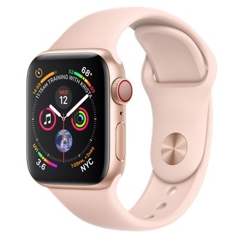 Apple Watch Series 4 GPS + LTE 40mm Gold Alum. w. Pink Sand Sport b. Gold Alum. (MTUJ2, MTVG2) - зображення 1