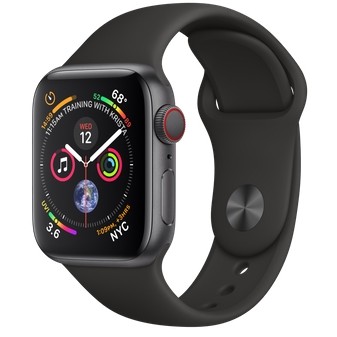 Apple Watch Series 4 GPS + LTE 40mm Gray Alum. w. Black Sport b. Gray Alum. (MTUG2, MTVD2) - зображення 1