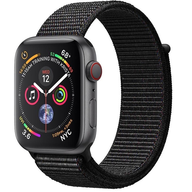 Apple Watch Series 4 GPS + LTE 44mm Gray Alum. w. Black Sport l. Gray Alum. (MTUX2, MTVV2) - зображення 1