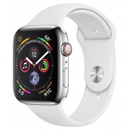 Apple Watch Series 4 GPS + LTE 44mm Steel w. White Sport b. Steel (MTV22, MTX02)