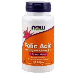 Now Folic Acid 800 mcg with Vitamin B-12 Tablets 250 tabs