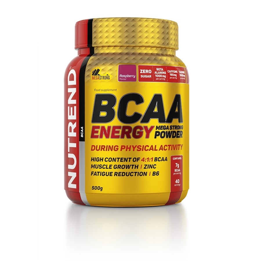 Nutrend BCAA Energy Mega Strong Powder 500 g /40 servings/ Raspberry - зображення 1
