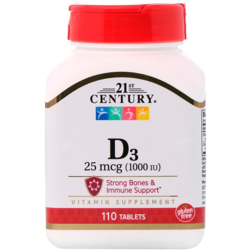 21st Century Vitamin D3 25 mcg /1000 IU/ 110 tabs - зображення 1