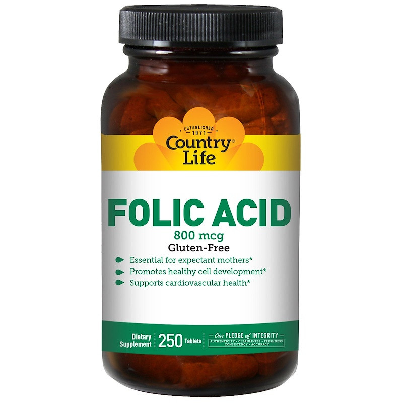 Country Life Folic Acid 800 mcg 250 tabs - зображення 1