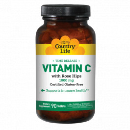 Country Life Vitamin C 1000 mg with Rose Hips 90 tabs