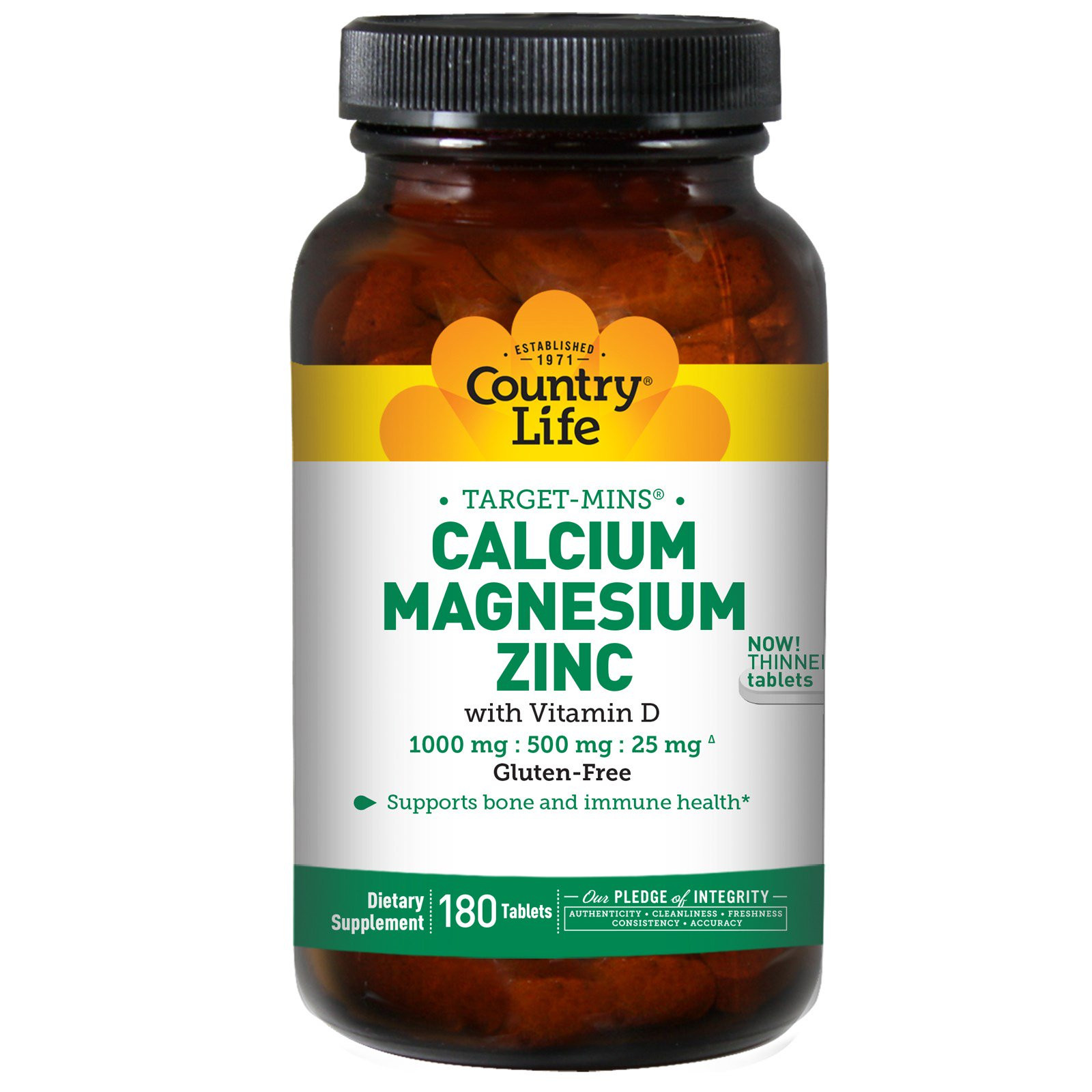 Country Life Calcium Magnesium Zinc with Vitamin D 180 tabs - зображення 1