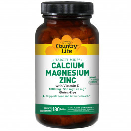 Country Life Calcium Magnesium Zinc with Vitamin D 180 tabs