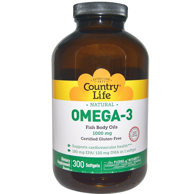 Country Life Omega-3 1000 mg Fish Oil 300 caps - зображення 1