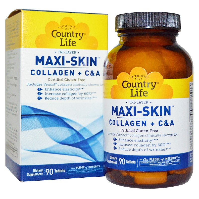 Country Life Maxi-Skin Collagen + C&A 90 tabs - зображення 1