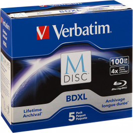 Verbatim M-DISC BD-R XL 100Gb 4xJewel 5 pcs Printable (43834)