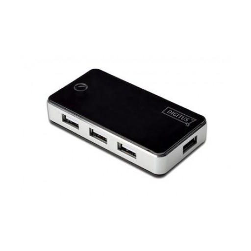 Digitus Hub 4-port USB 2.0 HighSpeed, Power Supply, Black-Silver (DA-70222) - зображення 1