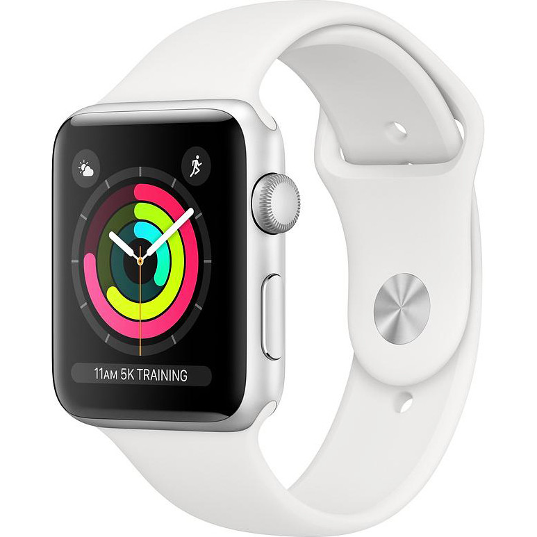 Apple Watch Series 3 GPS + Cellular 42mm Silver Aluminum Case with White Sport Band (MTGR2) - зображення 1