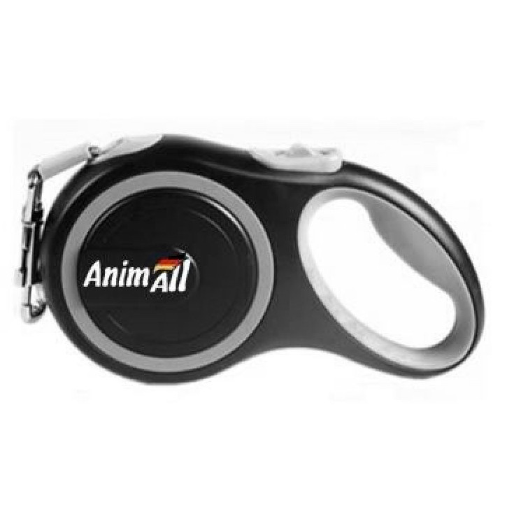 AnimAll Поводок-Рулетка для собак весом до 25 кг, 5 М, серый (60702) - зображення 1