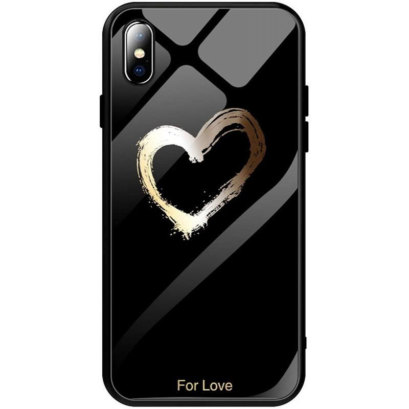 TOTO Glass Fashionable Case Apple iPhone XS MAX Heart on Black - зображення 1