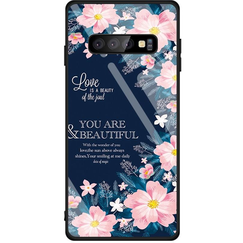 TOTO Glass Fashionable Case Samsung Galaxy S10 Flower on Blue - зображення 1