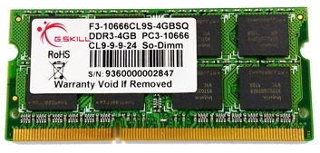 G.Skill 4 GB SO-DIMM DDR3 1333 MHz (F3-10666CL9S-4GBSQ) - зображення 1