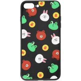   TOTO Cartoon Print Glass Case Apple iPhone 7 Plus/8 Plus Line friends Black