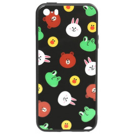   TOTO Cartoon Print Glass Case Apple iPhone SE/5S/5 Line friends Black