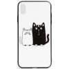 TOTO Cartoon Print Glass Case Apple iPhone Xs Max Cats White/Black - зображення 1