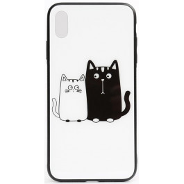   TOTO Cartoon Print Glass Case Apple iPhone Xs Max Cats White/Black