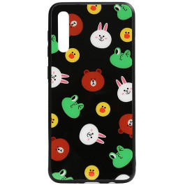   TOTO Cartoon Print Glass Case Samsung Galaxy A70 Line friends Black