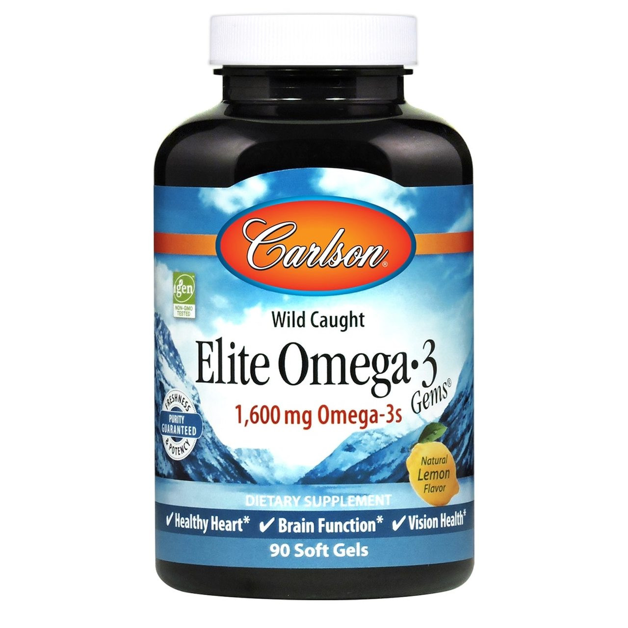 Carlson Labs Elite Omega-3 Gems 90 caps Natural Lemon - зображення 1