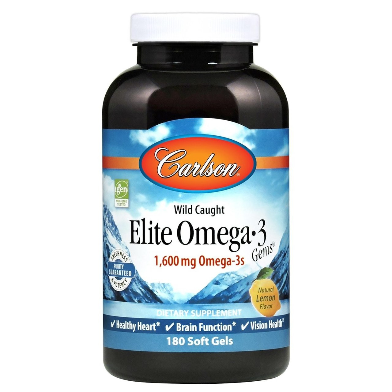 Carlson Labs Elite Omega-3 Gems 180 caps Natural Lemon - зображення 1