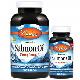 Carlson Labs Salmon Oil 500 mg Omega-3 230 caps /180+50 caps/