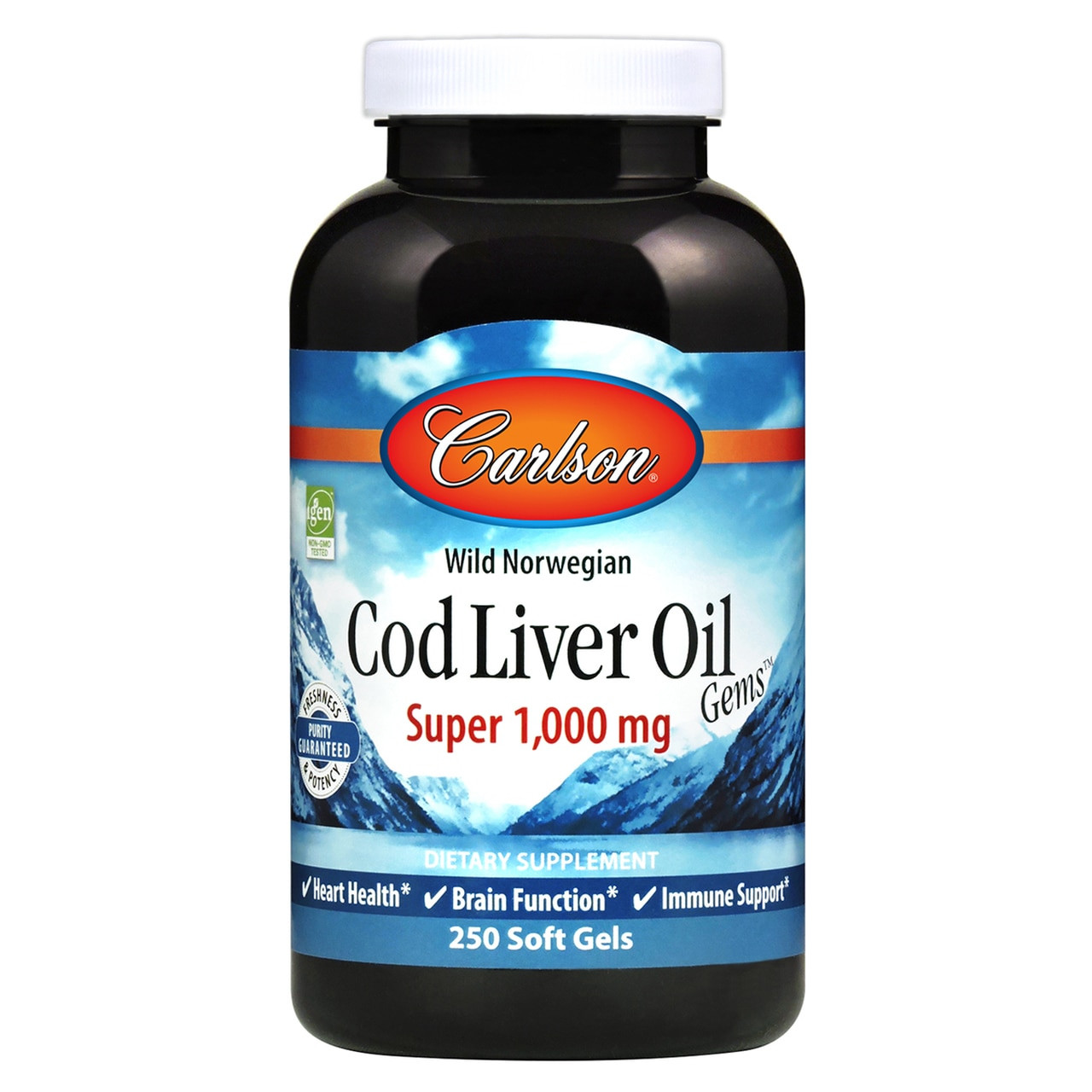 Carlson Labs Cod Liver Oil Gems Super 1,000 mg 250 caps - зображення 1