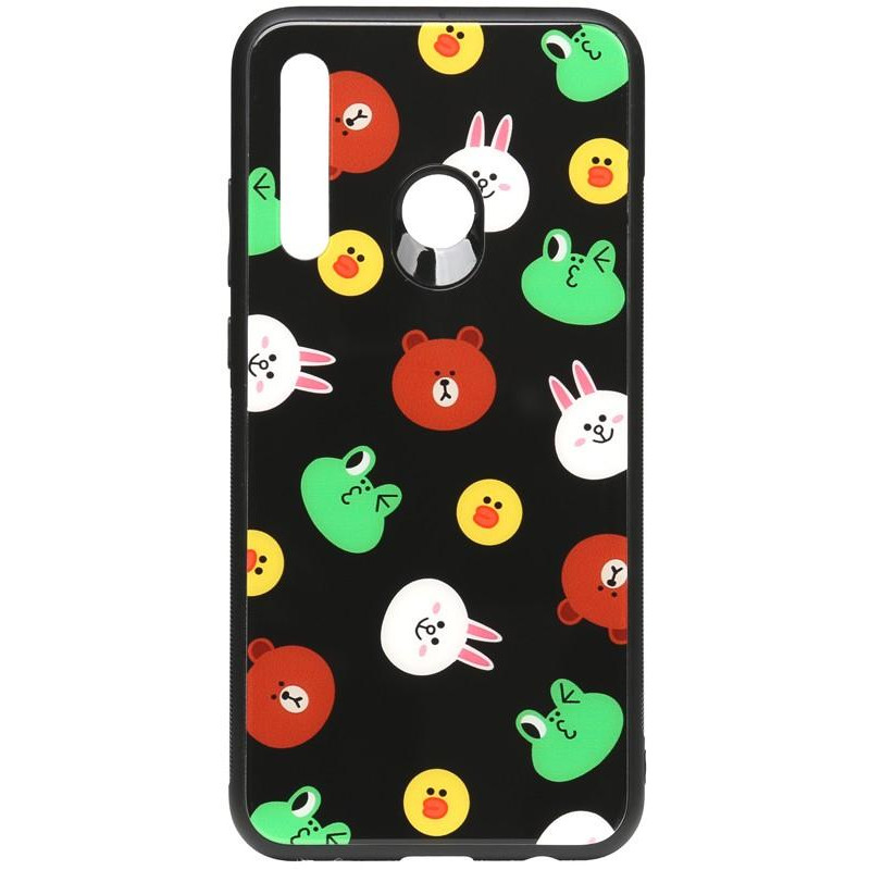 TOTO Cartoon Print Glass Case Huawei P Smart+ 2019 Line friends Black - зображення 1