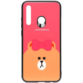 TOTO Cartoon Print Glass Case Huawei P Smart+ 2019 Line friends Brown