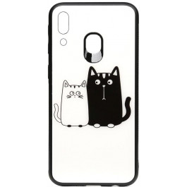TOTO Cartoon Print Glass Case Samsung Galaxy M20 Cats White/Black