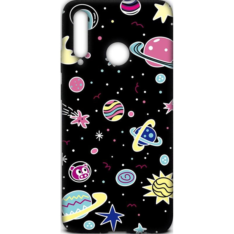 TOTO Cartoon Soft Silicone TPU Case Huawei P Smart+ 2019 Space Planets Black - зображення 1