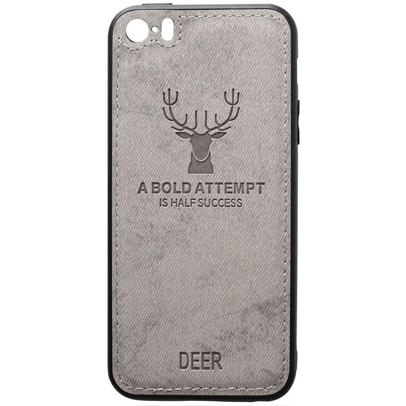 TOTO Deer Shell With Leather Effect Case Apple iPhone 5/5s/SE Gray - зображення 1