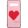 TOTO Glass Fashionable Case Samsung Galaxy S10 Red Heart on Pink - зображення 1