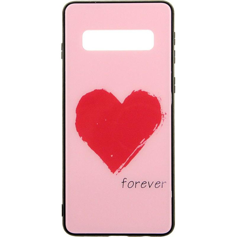 TOTO Glass Fashionable Case Samsung Galaxy S10 Red Heart on Pink - зображення 1