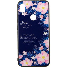 TOTO Glass Fashionable Case Xiaomi Redmi Note 7 Flower on Blue