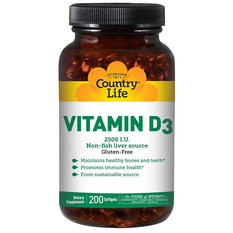 Country Life Vitamin D3 2,500 I.U. 200 caps - зображення 1