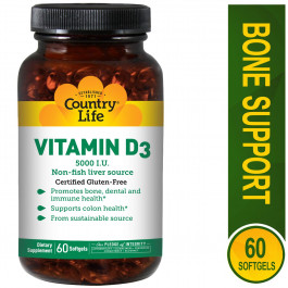 Country Life Vitamin D3 5,000 I.U. 60 caps