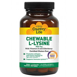   Country Life Chewable L-Lysine 600 mg 60 tabs