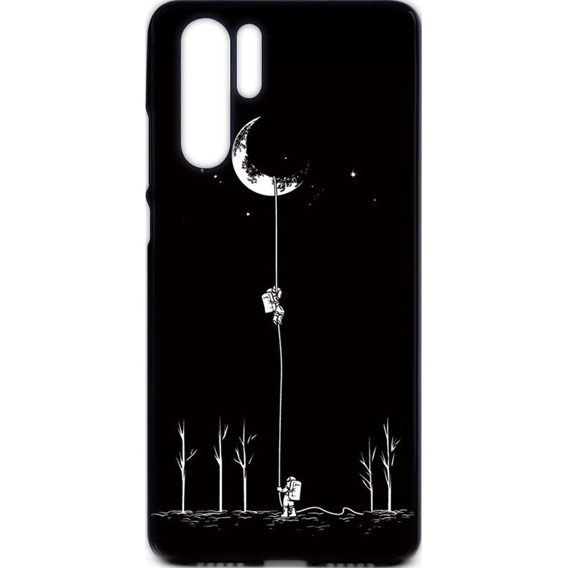 TOTO Cartoon Soft Silicone TPU Case Huawei P30 Pro Moon Black - зображення 1