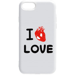 TOTO Pure TPU 2mm Print Case iPhone 7/8 #42 Love Heart White